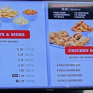 Sides and boxes of chicken