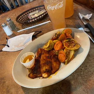 Blackened catfish and vegetables!