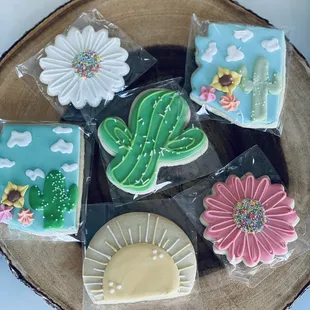 a variety of decorated cookies