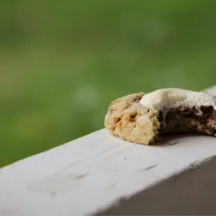 Partially eaten s&apos;mores cookie!