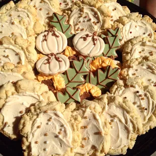 Cookie platter with soft sugar cookies and decorated mini sugar cookies.