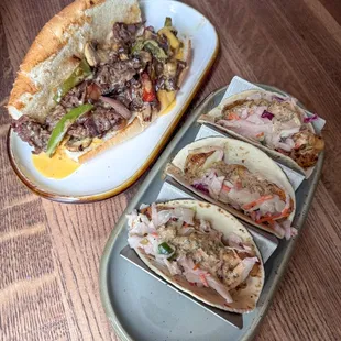 Philly and shrimp tacos