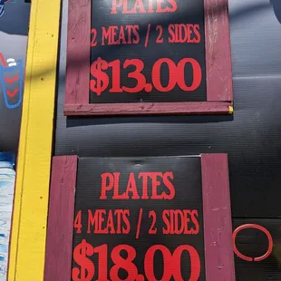 ows prices of meats and sides