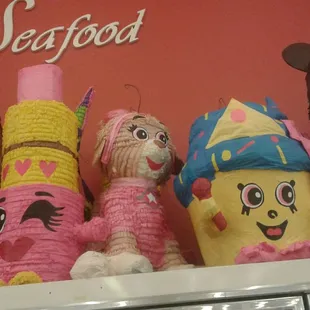 a display of stuffed toys