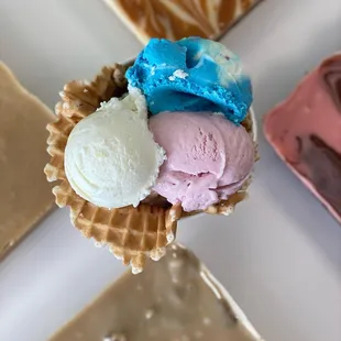 three scoops of ice cream