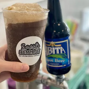 a cold beverage and a beer