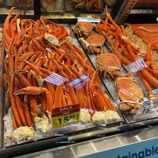 a display of seafood in a store