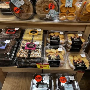 a variety of baked goods on display