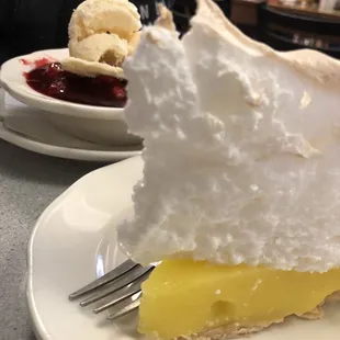 Desserts lemon and cherry