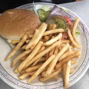 Cheeseburger and fries