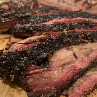 brisk ribs on a cutting board