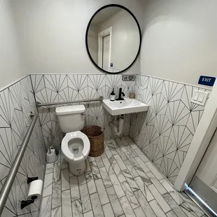 Very modern and fancy gender neutral restroom