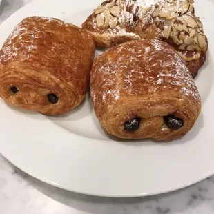 Pain au chocolat and almond croissant