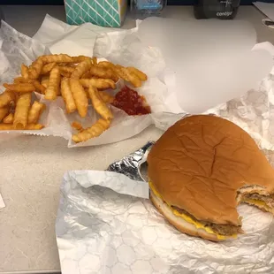 Turkey burger w/ cheese &amp; French Fries