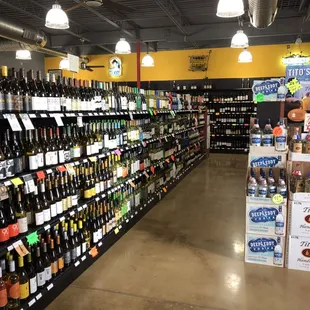 shelves of wine