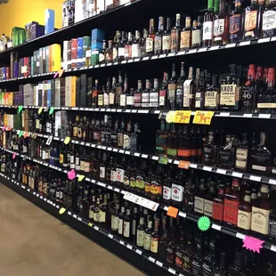 shelves of liquor