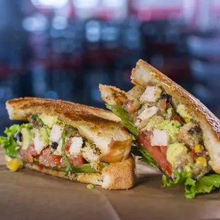 a cut in half sandwich