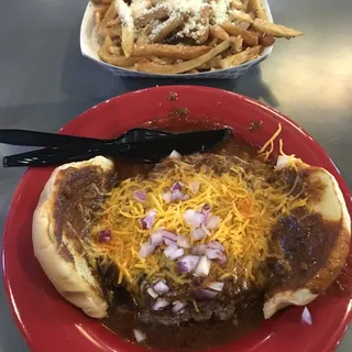Smothered Chili and Cheese Burger