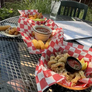 Wonderful appetizers on the tree covered patio!