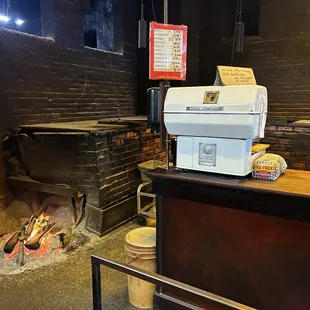 Fire pit to the left