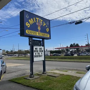 The restaurant sign.