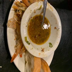 Aftermath of the BBQ Shrimp appetizer!