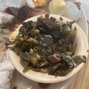 The collar greens where bland n mushy don't recommend