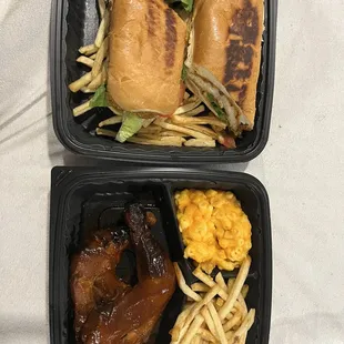 BBQ Chicken plate  Catch Catfish Po&apos;boy