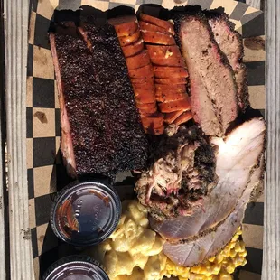 Ribs, sausage, brisket, pork, turkey