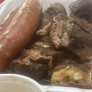 1/2 lb. Rib Tips TWO HOT LINK 8 oz. Smoakie Beans 8 oz. Collard Greens