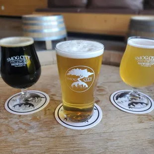 Coffee porter, Smoke 'em if you got 'em, White peach saison - all fantastic!