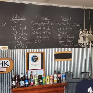 a chalkboard with a menu on it