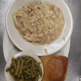 Sometimes Chicken &amp; Noodles over Real Mashed Potatoes is served as a special here.