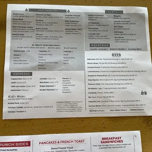 Smoke &amp; Donuts menu