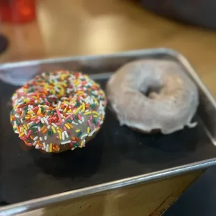 Vanilla Sprinkle and Vanilla Donut (not overly sweet, love a classic cake donut)