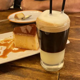 Flan and coffee