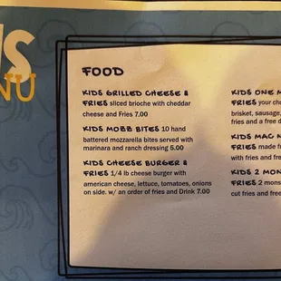 Kids Menu