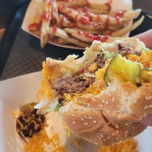 Cheese burger and fresh cut fries