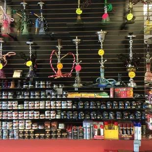 A variety of hookah flavors and hookahs