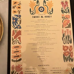 Drink menu