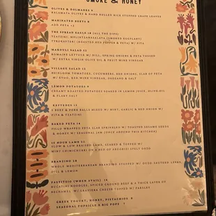 Food menu
