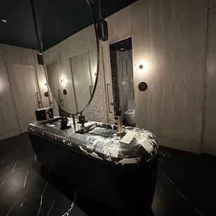 a bathroom with a large sink