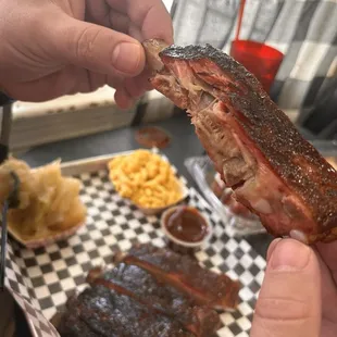 Smoked Ribs W/ 2 sides Mac &amp; cheese and smoked cabbage