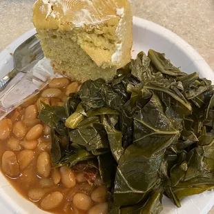 Corn Bread, Collard Greens &amp; Bbq Baked Beans!