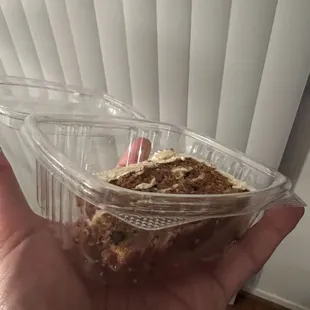 My hand is not that big. 2 bites of cake for $10. Complete joke.