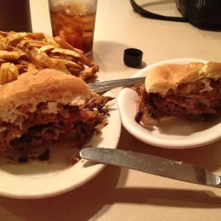 Brisket and pork butt sandwich
