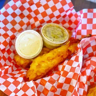 a basket of fish and chips