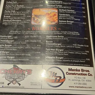 menu