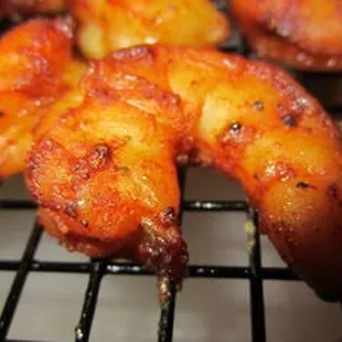 Jack Danial and Honey Glazed Smoked Shrimp-Smoked with Jack Daniels Wood.