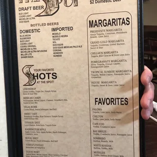 the menu for the restaurant